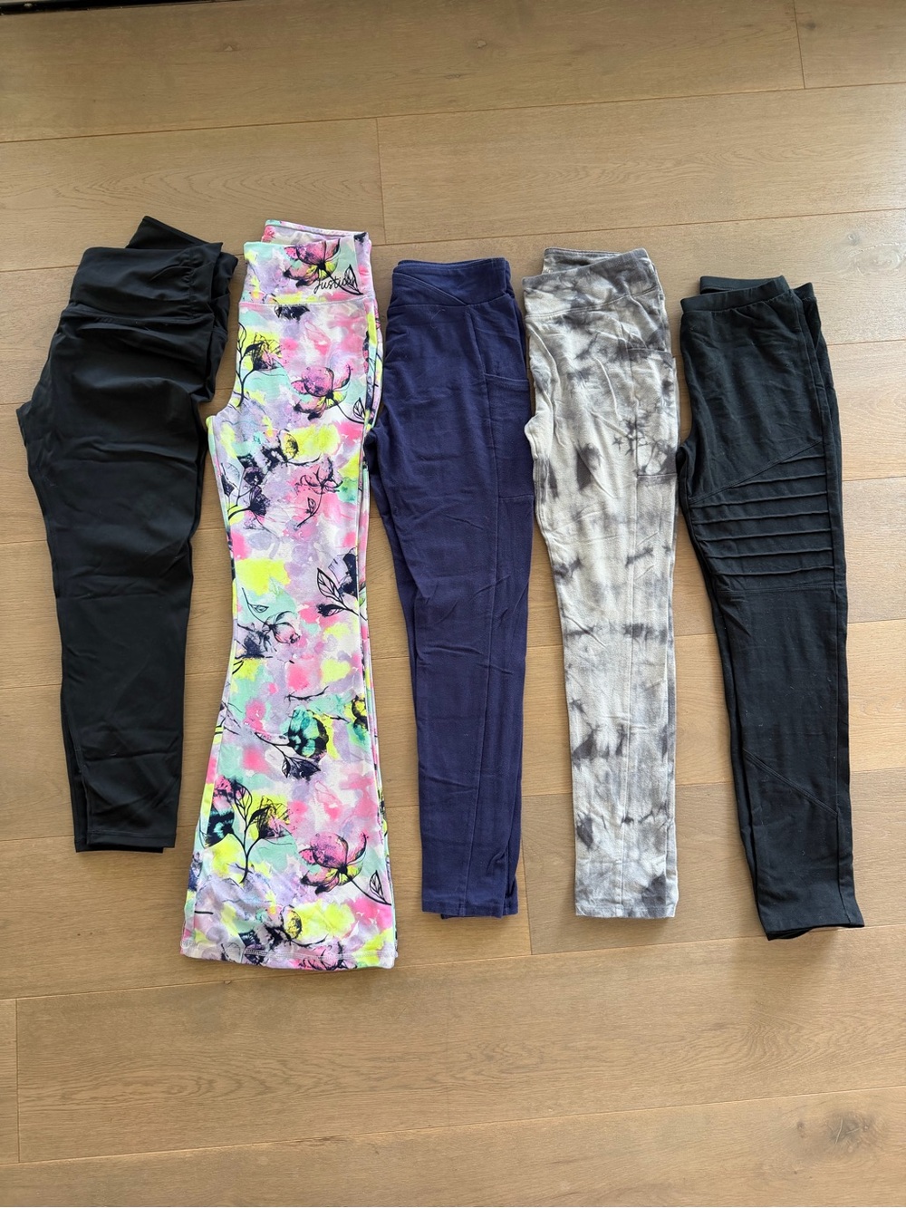 Kids XL Leggings LOT 5 pair - Pack Including Black, Navy, Tie-Dye